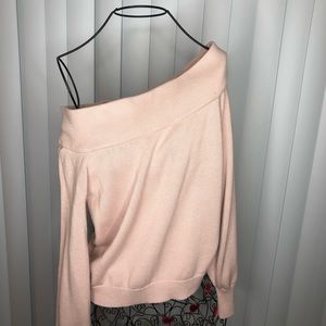Off the shoulder pink sweater